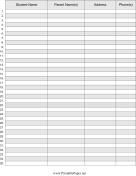 Printable Student Roster