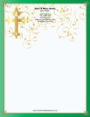 Stylized Cross Green Border stationery design