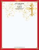 Stylized Cross Red Border stationery design