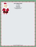 Stylized Santa Candy Cane Border stationery design