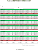 Printable Table Tennis Score Sheet