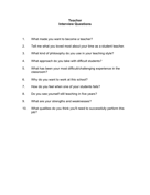 Teacher Interview Questions