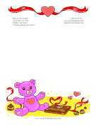 Teddy Bear And Chocolate stationery design