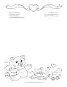 Teddy Bear And Chocolate Black and White stationery design