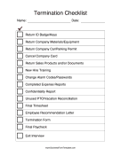 Termination Checklist