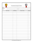 Tournament Signup Sheet