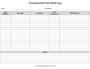 Transdermal Pain Patch Log