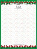 Two Rows of Elves Green Border stationery design