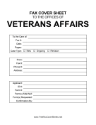 Veterans Affairs fax cover sheet