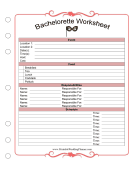 Wedding Planner Bachelorette Party Worksheet