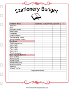 Stationery Budget