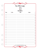 Wedding Planner To Do List Reception