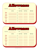 Weekly Allowance Time Card