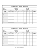 Weekly Time Card One Break