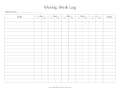 Weekly Work Log Time Card