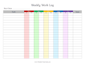 Weekly Work Log Color Time Card