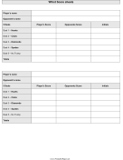 Printable Whist Scoresheet