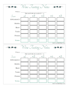 Printable Wine Tasting Score Card