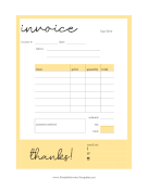 Yellow Border Blank Invoice Template Template