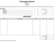 Business Invoice (Unlined) Template