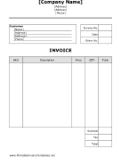 Business Invoice (Unlined) Template