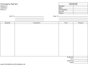 Commercial Invoice (Unlined) Template