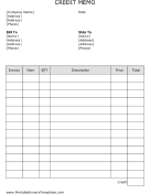 Credit Memo Template