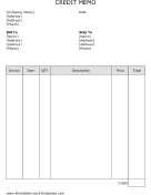 Credit Memo (Unlined) Template