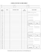 Printable Cross Country Score Sheet