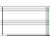 Printable Columnar Paper with one column on A4-sized paper in landscape orientation