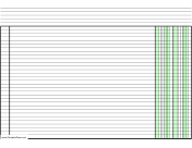 Printable Columnar Paper with two columns on A4-sized paper in landscape orientation