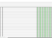 Printable Columnar Paper with three columns on A4-sized paper in landscape orientation