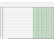 Printable Columnar Paper with four columns on A4-sized paper in landscape orientation