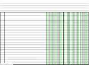 Printable Columnar Paper with five columns on A4-sized paper in landscape orientation