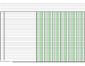 Printable Columnar Paper with six columns on A4-sized paper in landscape orientation