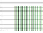 Printable Columnar Paper with seven columns on A4-sized paper in landscape orientation