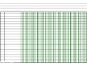 Printable Columnar Paper with eight columns on A4-sized paper in landscape orientation