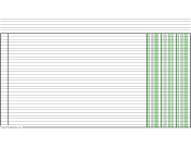 Printable Columnar Paper with three columns on legal-sized paper in landscape orientation