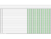 Printable Columnar Paper with six columns on legal-sized paper in landscape orientation