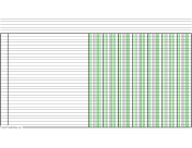 Printable Columnar Paper with seven columns on legal-sized paper in landscape orientation