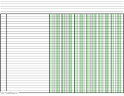 Printable Columnar Paper with six columns on letter-sized paper in landscape orientation