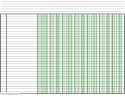 Printable Columnar Paper with seven columns on letter-sized paper in landscape orientation