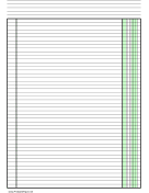 Printable Columnar Paper with one column on A4-sized paper in portrait orientation