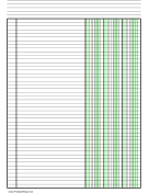 Printable Columnar Paper with three columns on A4-sized paper in portrait orientation