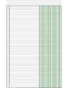 Printable Columnar Paper with four columns on ledger-sized paper in portrait orientation