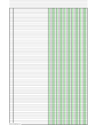 Printable Columnar Paper with five columns on ledger-sized paper in portrait orientation