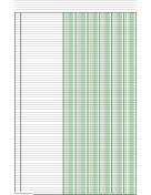 Printable Columnar Paper with six columns on ledger-sized paper in portrait orientation