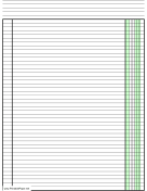 Printable Columnar Paper with one column on letter-sized paper in portrait orientation