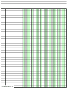 Printable Columnar Paper with five columns on letter-sized paper in portrait orientation