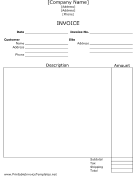 Job Invoice (Unlined) Template